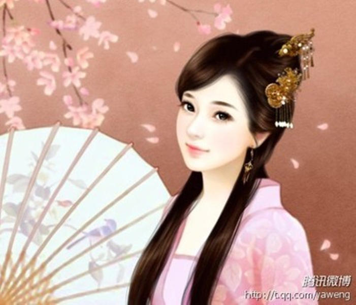 【冷月】古代女子丹青图图片